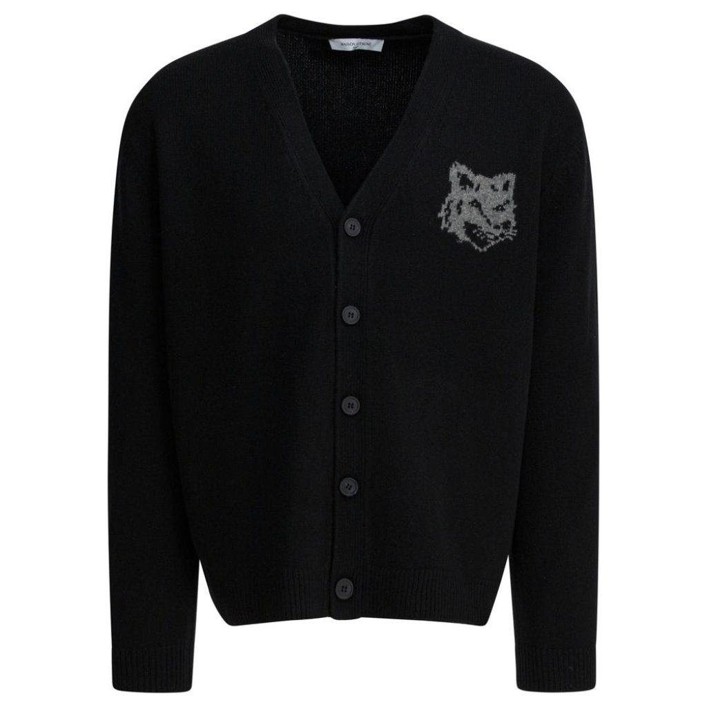 Maison Kitsun Fox Head Intarsia Merino Cardigan Tag Size S Men